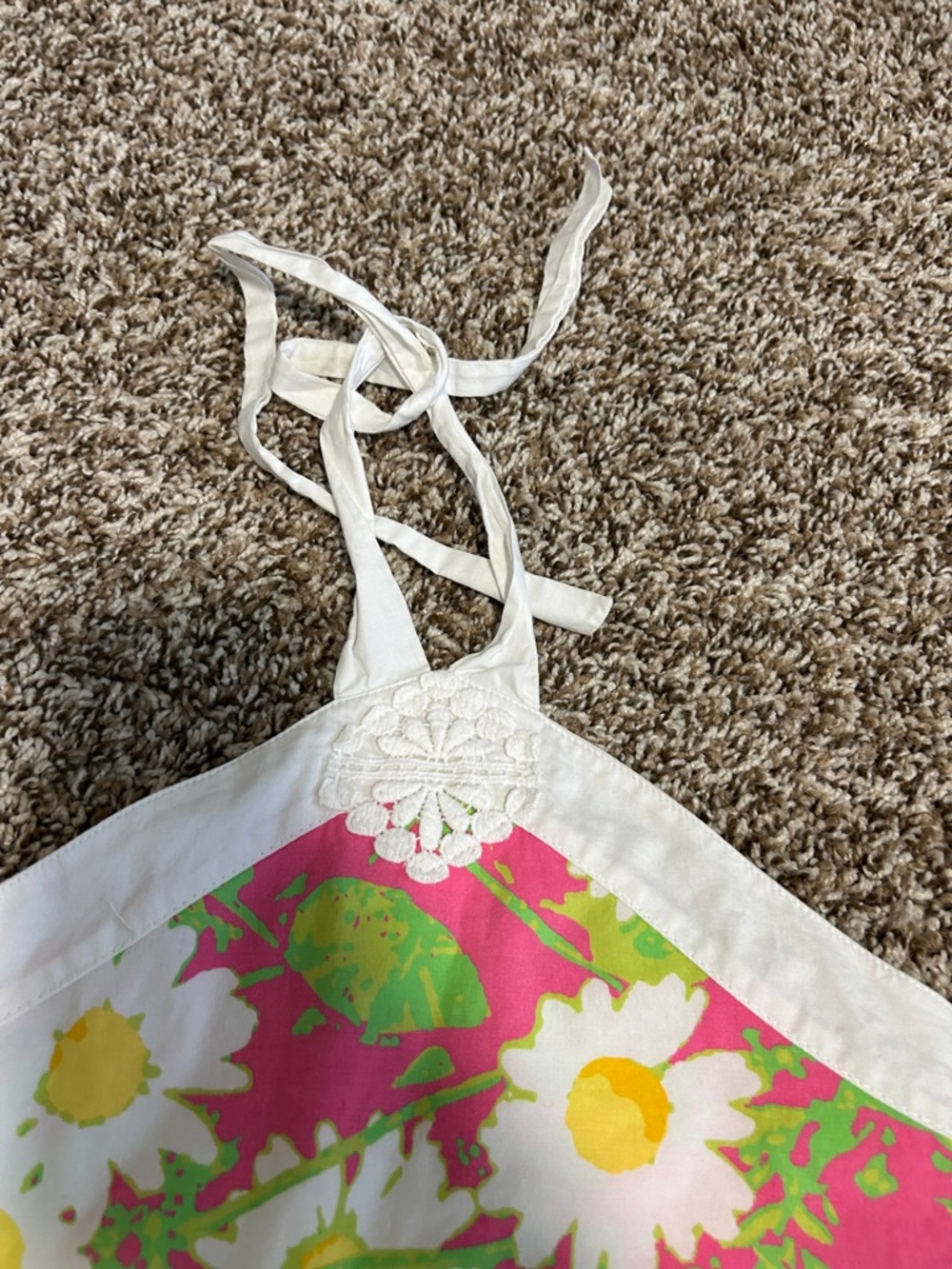 Lilly Pulitzer Vintage Girls Pink and Lime Floral Halter Sundress Girls Size 8 - Picture 5 of 11
